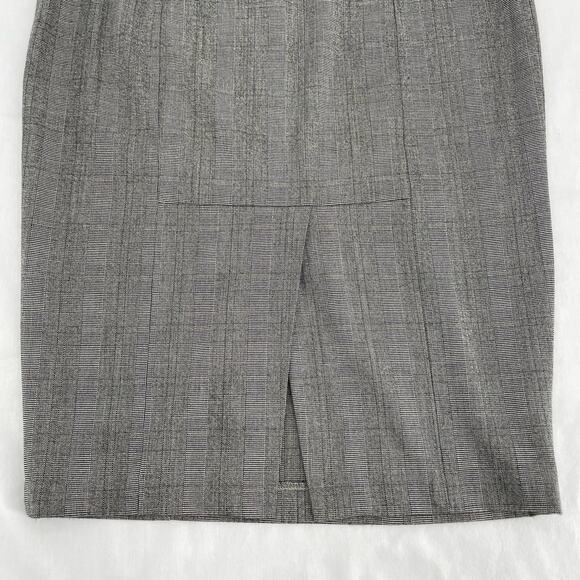 Grey Plaid Skirt Office Attire Neutral Corporate Style Donna Ricco Size 6 - Picture 7 of 11